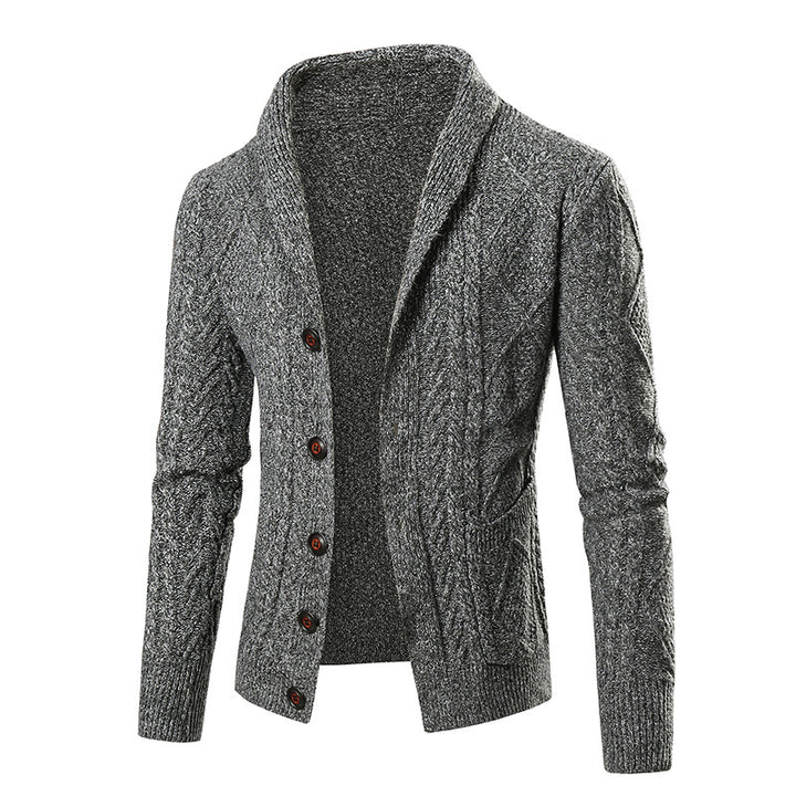 Men's cardigan with modern cable pattern and stylish shawl collar Lisslune