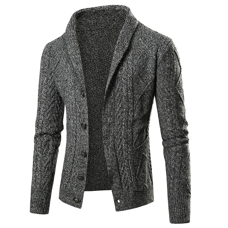 Men's cardigan with modern cable pattern and stylish shawl collar Lisslune