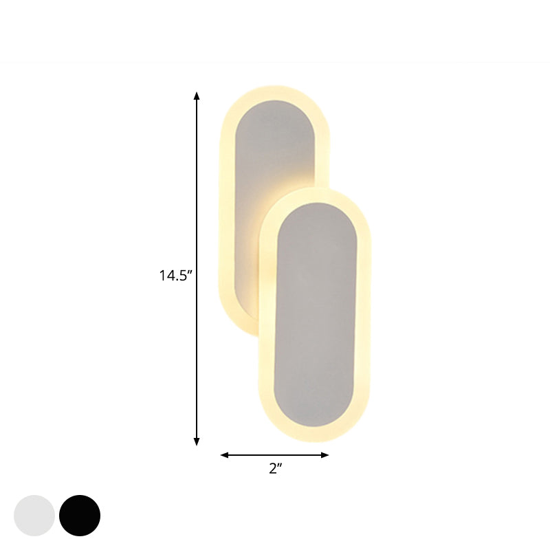 Lisslune | 11"/14.5" H White/Black Dual Oval Wall Light Modernist LED Acrylic Lighting Fixture in White/Warm Light