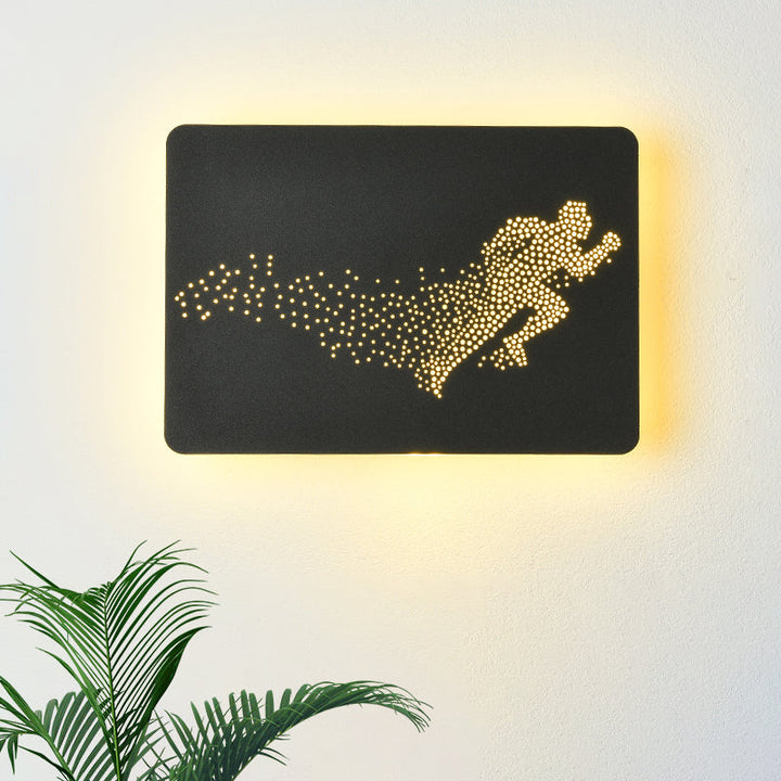 Lisslune | White/Black Rectangle Wall Lighting Idea Minimalistic LED Acrylic Wall Mosaic Lamp with Running Man Pattern