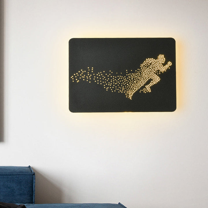 Lisslune | White/Black Rectangle Wall Lighting Idea Minimalistic LED Acrylic Wall Mosaic Lamp with Running Man Pattern
