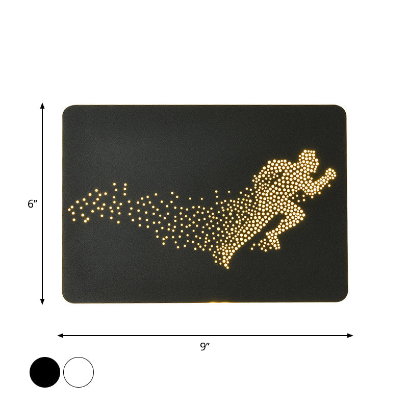 Lisslune | White/Black Rectangle Wall Lighting Idea Minimalistic LED Acrylic Wall Mosaic Lamp with Running Man Pattern