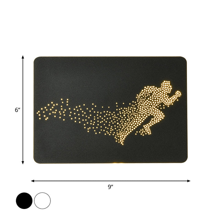 Lisslune | White/Black Rectangle Wall Lighting Idea Minimalistic LED Acrylic Wall Mosaic Lamp with Running Man Pattern