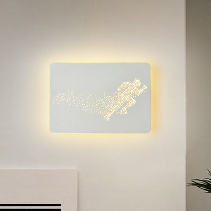 Lisslune | White/Black Rectangle Wall Lighting Idea Minimalistic LED Acrylic Wall Mosaic Lamp with Running Man Pattern