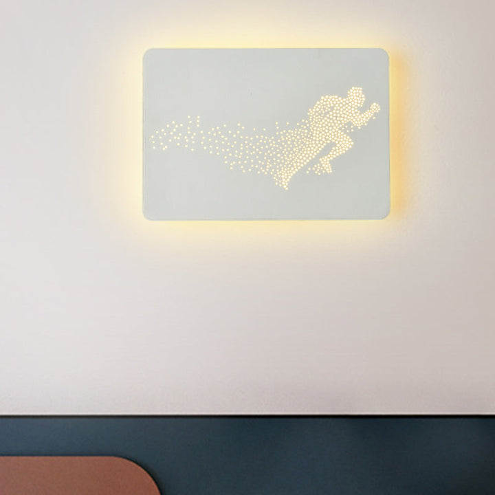 Lisslune | White/Black Rectangle Wall Lighting Idea Minimalistic LED Acrylic Wall Mosaic Lamp with Running Man Pattern