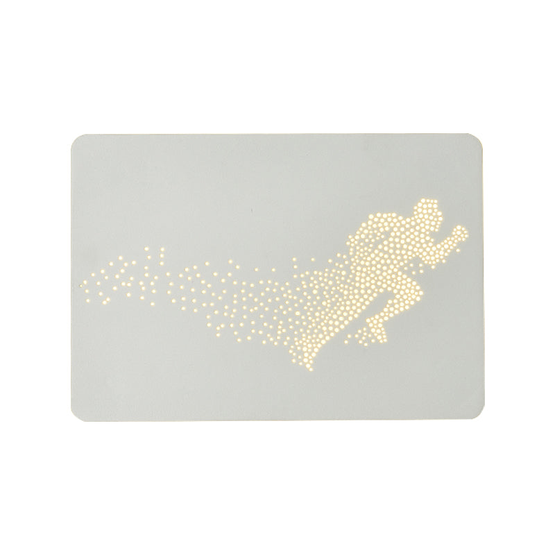 Lisslune | White/Black Rectangle Wall Lighting Idea Minimalistic LED Acrylic Wall Mosaic Lamp with Running Man Pattern