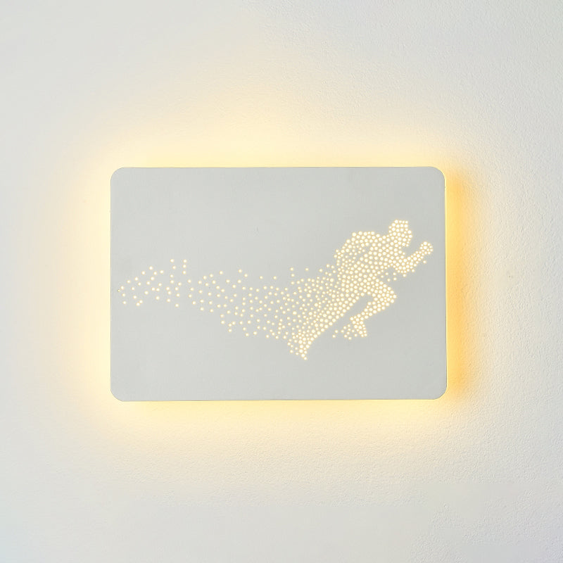 Lisslune | White/Black Rectangle Wall Lighting Idea Minimalistic LED Acrylic Wall Mosaic Lamp with Running Man Pattern