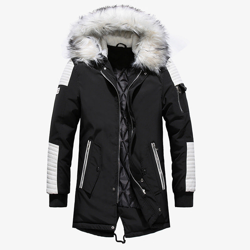 Men's winter jacket with removable synthetic fur collar and versatile pockets Lisslune