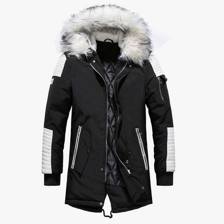 Men's winter jacket with removable synthetic fur collar and versatile pockets Lisslune