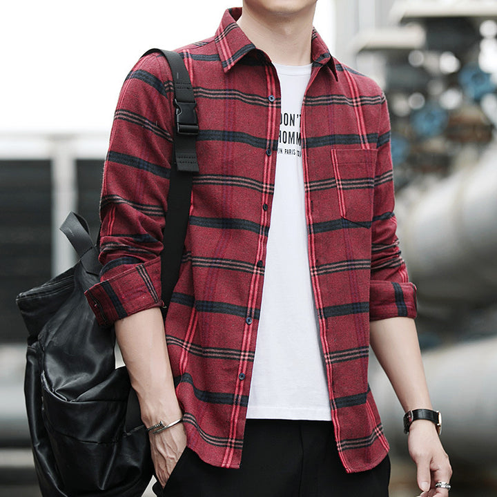 Men's Check Shirt with Comfortable Fit and Chest Pocket Lisslune