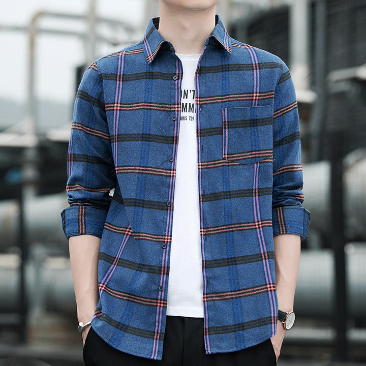 Men's Check Shirt with Comfortable Fit and Chest Pocket Lisslune