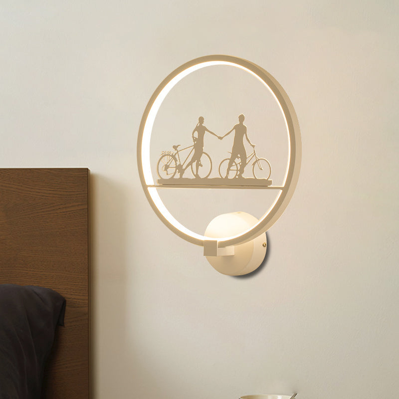 Skørter | White/Black Round Wall Lamp Nordic LED Metal Wall-Mounted Lighting Fixture with Eiffel Tower/Set Pattern