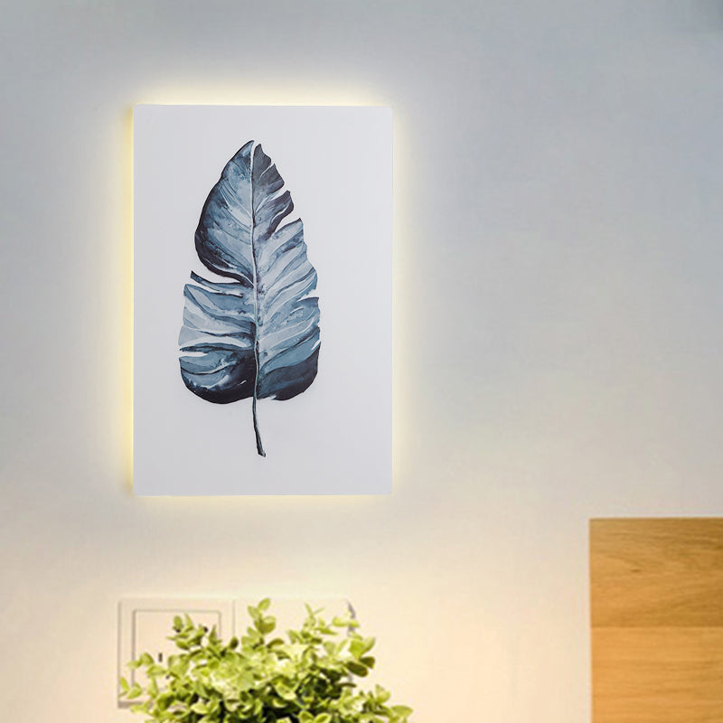 Lisslune | White Rectangle Banana Leaf Wall Lamp Nordic Style LED Acrylic Wall Light