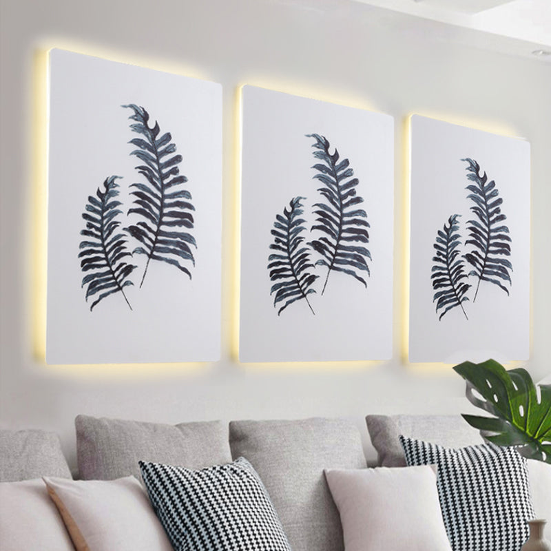 Lisslune | White Rectangle Banana Leaf Wall Lamp Nordic Style LED Acrylic Wall Light