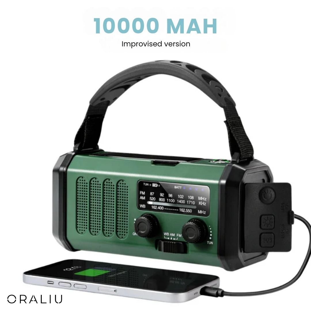 Lisslune | Solar Emergency Radio with Power Bank – Hand Crank & LED Torch for Camping and Outdoor Use