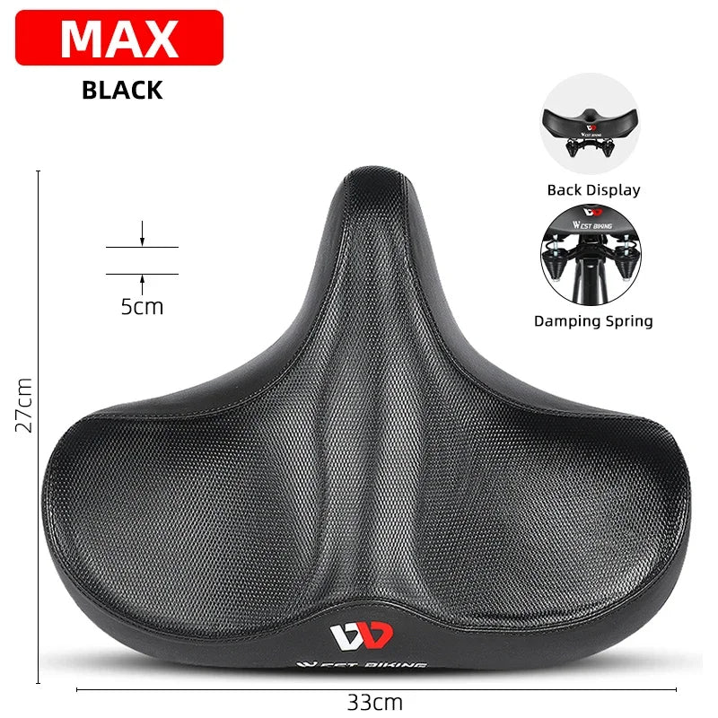 Lisslune | Wide Ergonomic Bike Saddle – Comfortable Saddle with Shock Absorption for City and Mountain Bikes