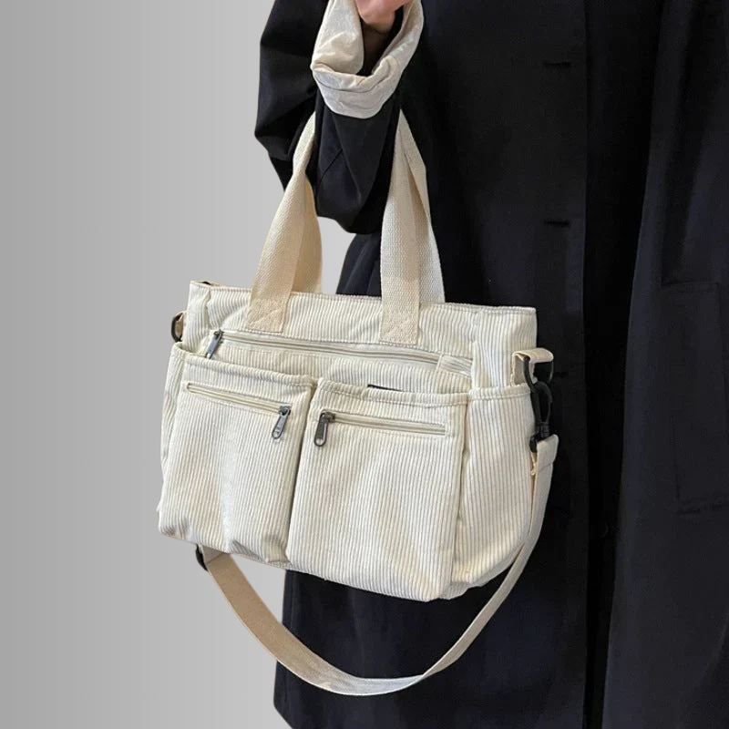 Lisslune | Urban Cord Tote Stylish Corduroy Shoulder Bag – Spacious, Lightweight & Functional Everyday Tote