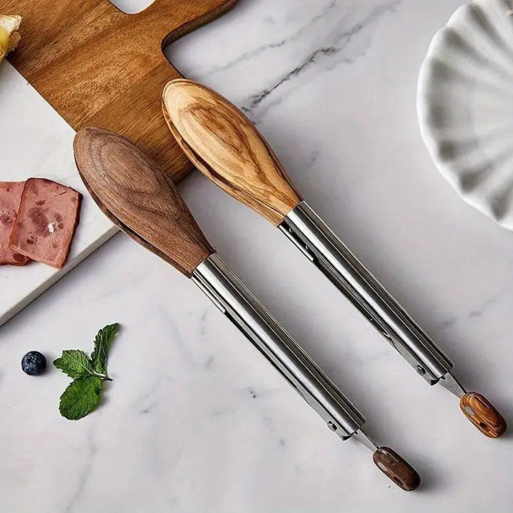 Lisslune | Heritage Wood & Steel Tongs | Set of 2