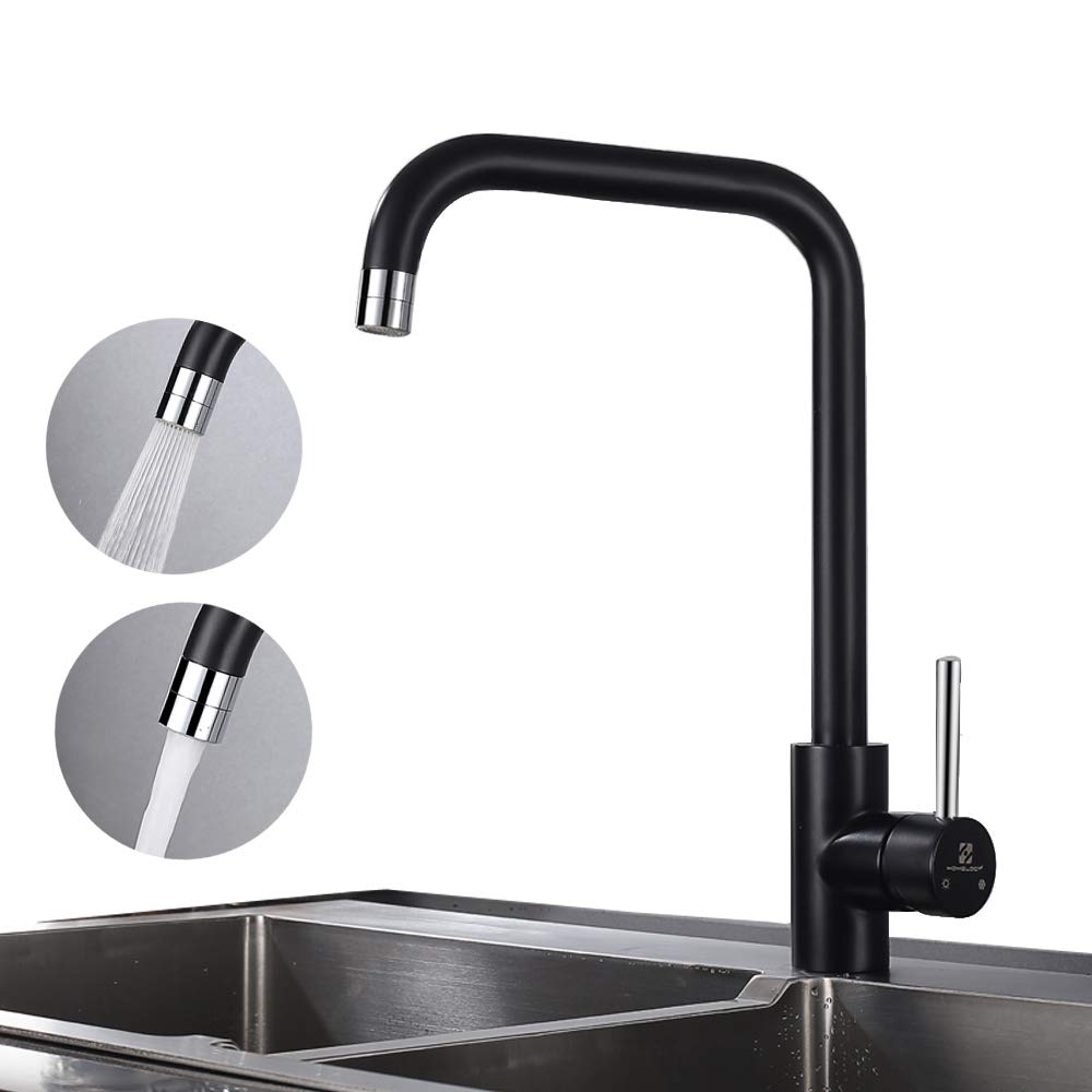 Lisslune | 2-Beam Kitchen Faucet Black 360° Rotatable Water Faucet Kitchen Faucet Sink