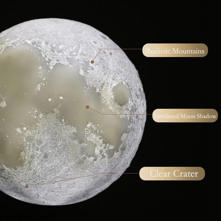 Lisslune | Creative Mini Rechargeable 3D Printed Moon 1-Light LED Table Lamp