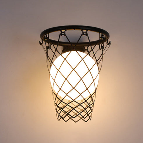Lisslune | Slamora Children's Wall Light | Basketball Hoop Design | Glass & Metal | Art Deco Style | Bedroom Light
