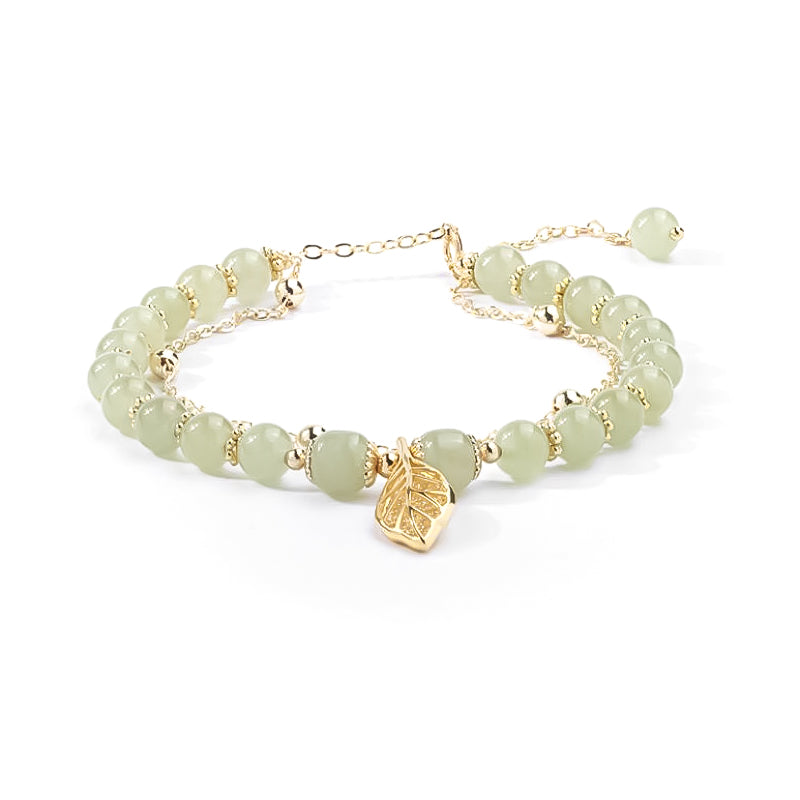 Lisslune | Hetian Jade Bracelet with Leaf