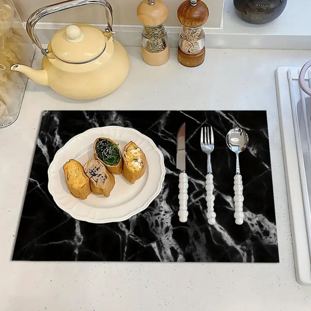 Lisslune | Marble Print Dish Drying Mat