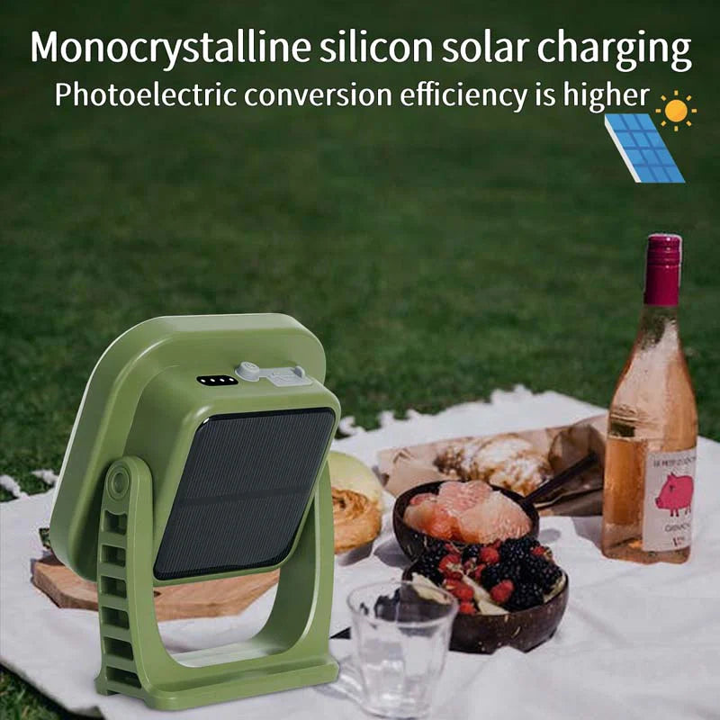 Lisslune | 80W LED Solar-Rechargeable Camping Lamp with Magnet and Zoom Function