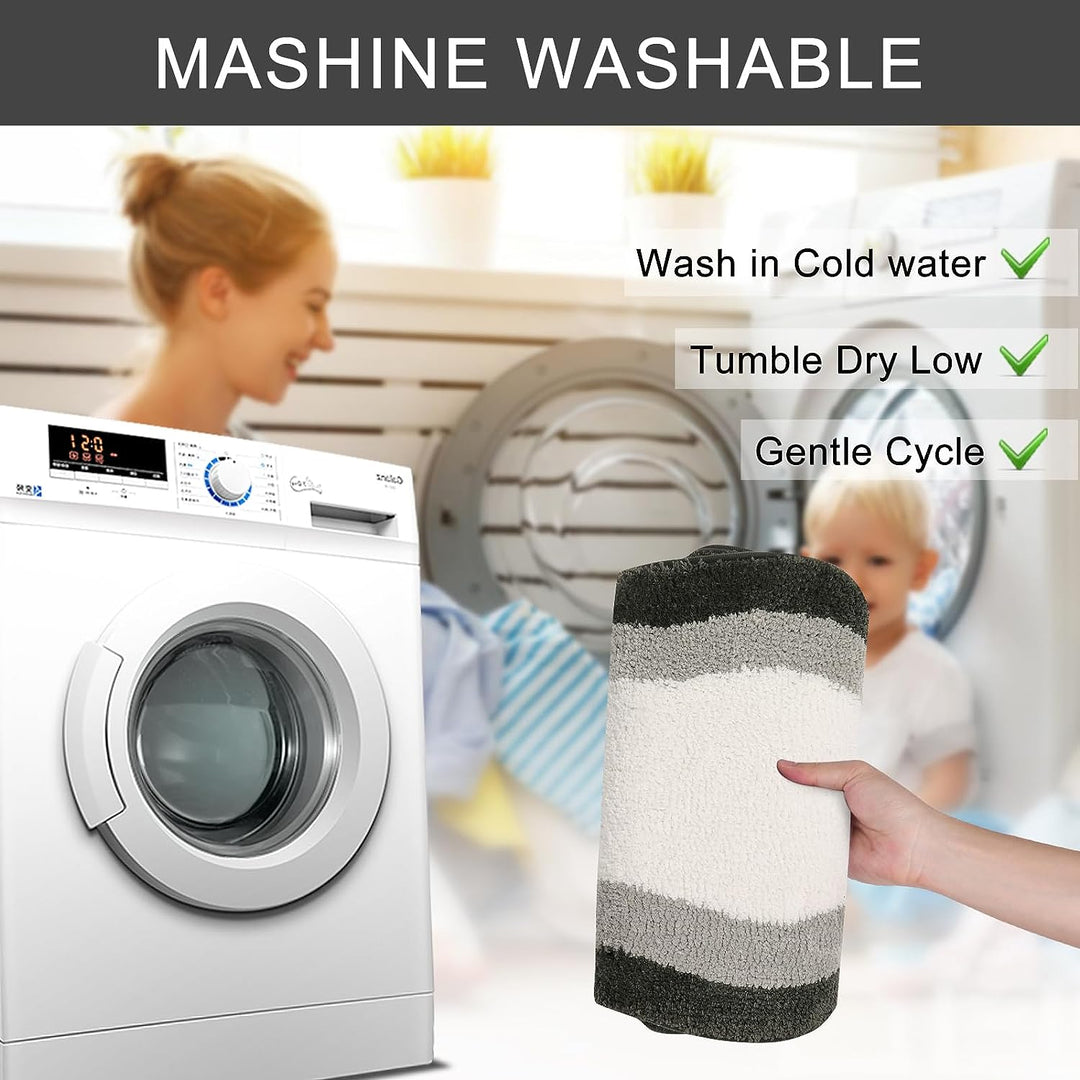 Lisslune | Black Gradient Bath Mats, Carpet for Bathrooms, Cute Non-Slip Irregular Carpet for Shower Room