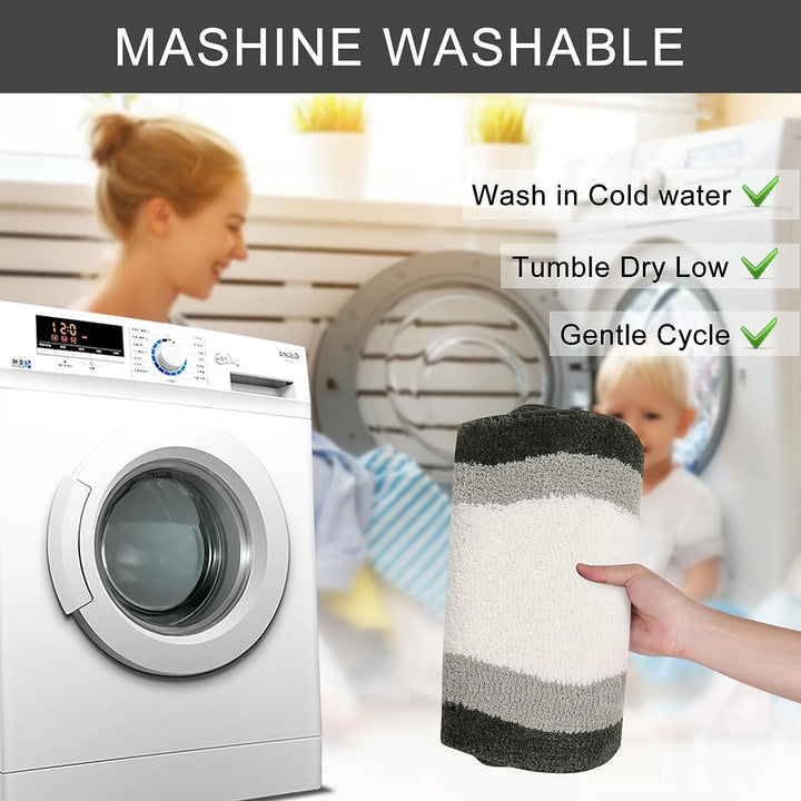 Lisslune | Black Gradient Bath Mats, Carpet for Bathrooms, Cute Non-Slip Irregular Carpet for Shower Room