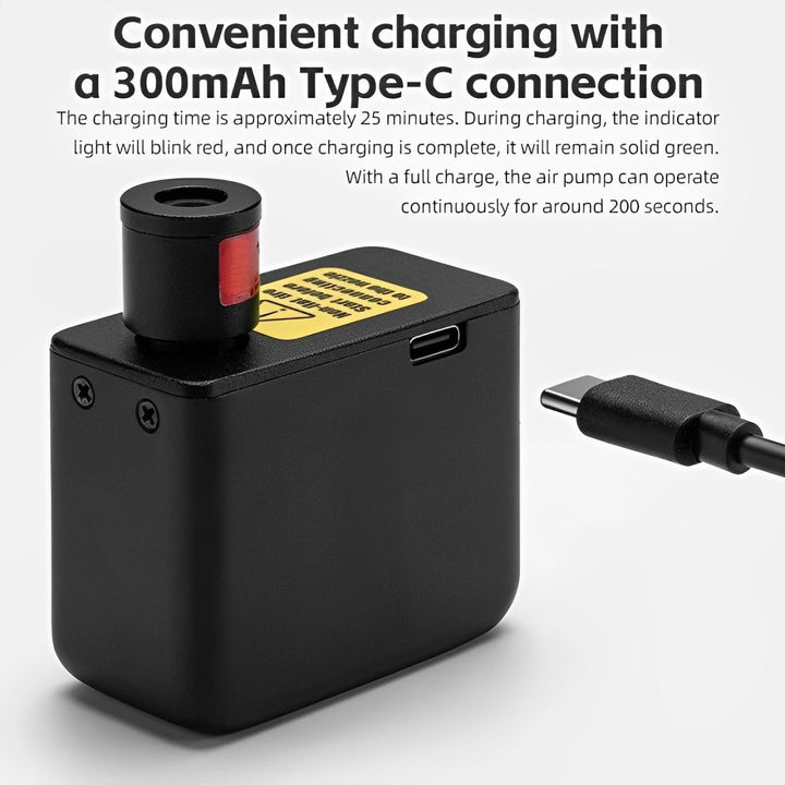 Lisslune | Ultra-Compact Mini Electric Bicycle Pump with Type-C Rechargeable Battery – Fits Schrader & Presta Valves