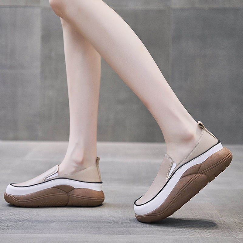 Lisslune | Thick Sole Low Cut Leather Shoes