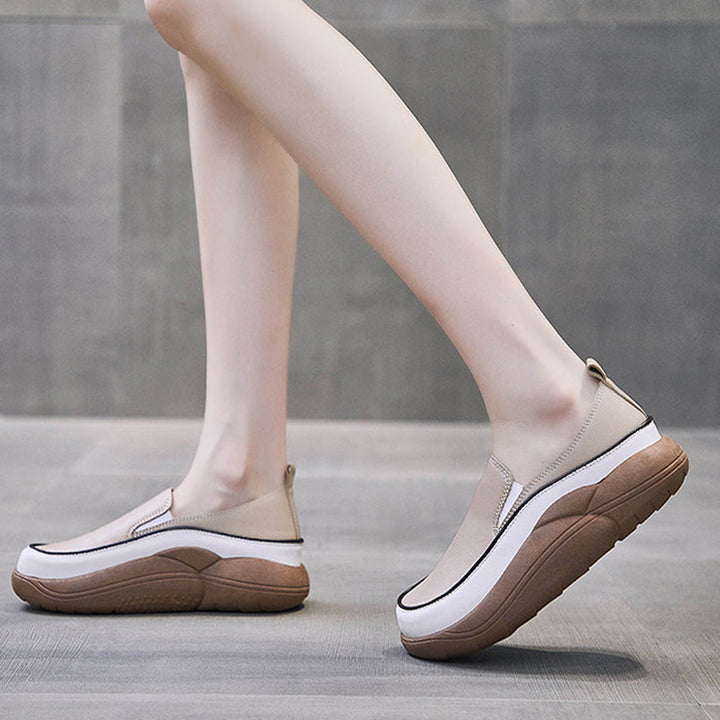 Lisslune | Thick Sole Low Cut Leather Shoes