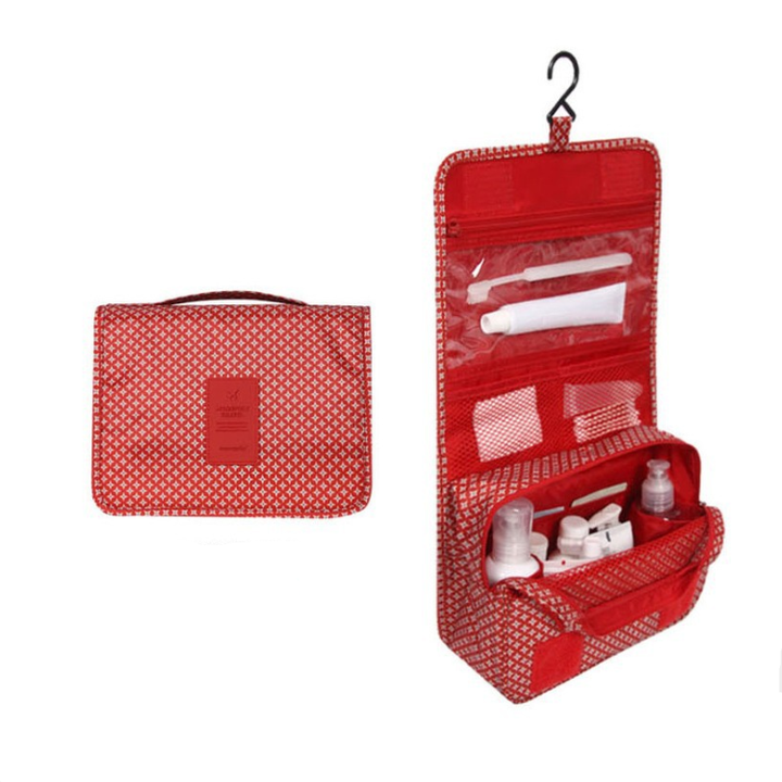 Lisslune | TravelEase – Water-repellent Cosmetic Bag with Hook and Compartments | Travel Toiletry Bag
