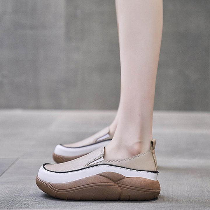 Lisslune | Thick Sole Low Cut Leather Shoes