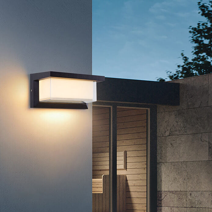 Lisslune | Modern Minimalist Solar Rectangle PC LED Outdoor Wall Light Lamp For Outdoor Patio