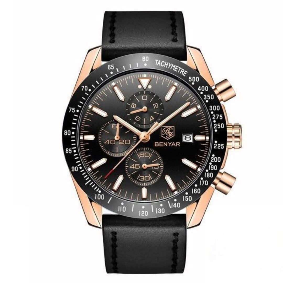Lisslune | Men’s Waterproof Quartz Watch with Leather Strap