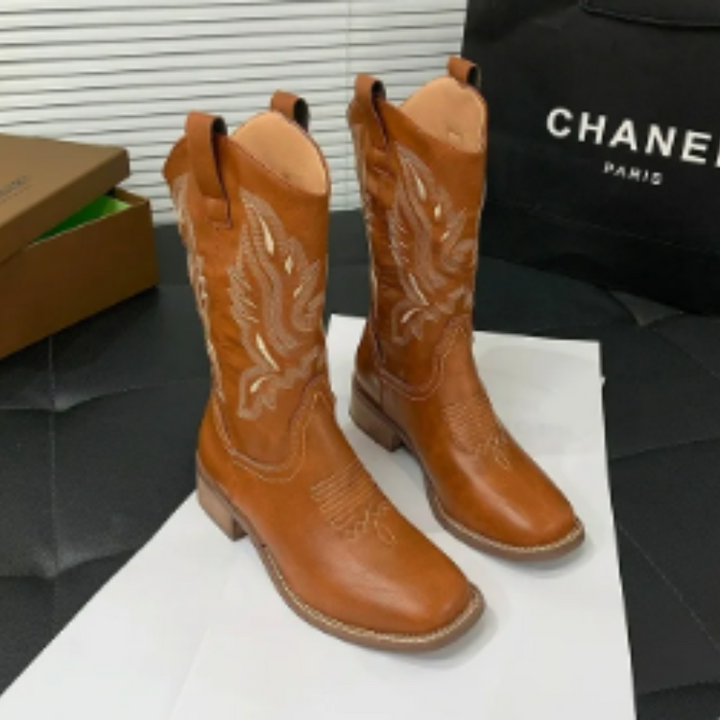 Lisslune | Western Style Boots Women with Pointed Toe and Block Heel, Cowboy Boots Women