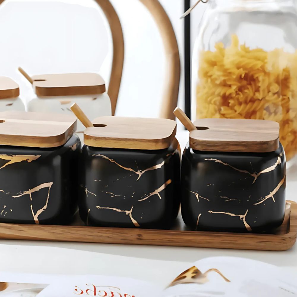 Lisslune | Royal Vein Porcelain Spice Jar Set