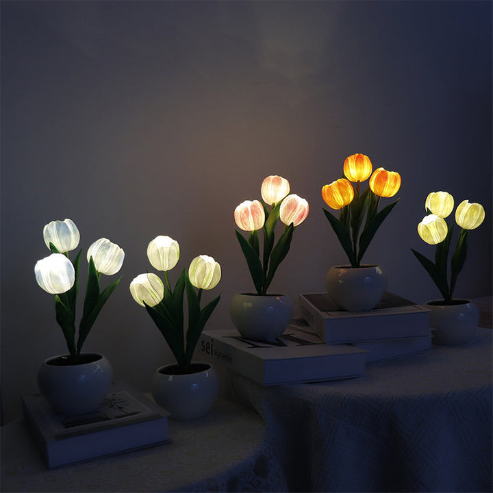 Lisslune | LED Tulip Nightstand Lamp Flower Table Lamp