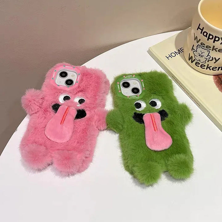 Lisslune | Funny Tongue Sticking Out Plush Phone Case For iPhone