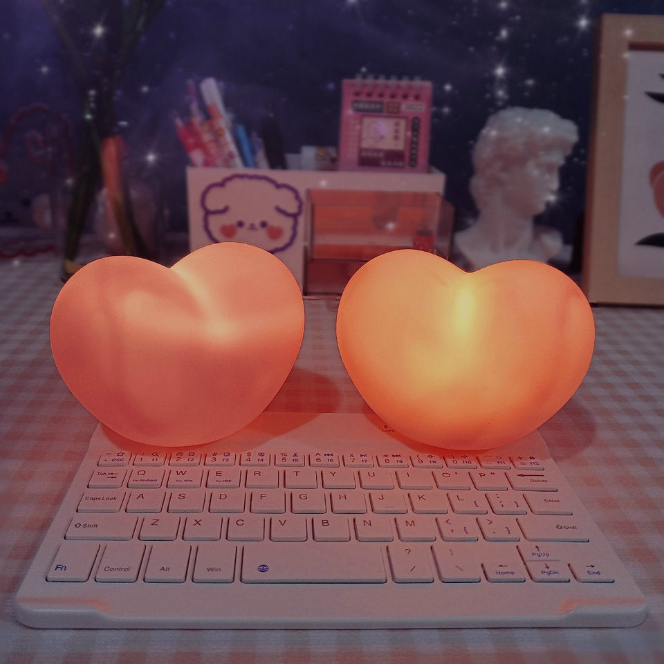 Lisslune | LuvSphere Silicone LED Night Light | Heart-Shaped Design | Table Lamp | Warm Mood Light | Decorative