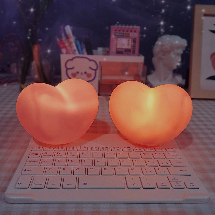 Lisslune | LuvSphere Silicone LED Night Light | Heart-Shaped Design | Table Lamp | Warm Mood Light | Decorative