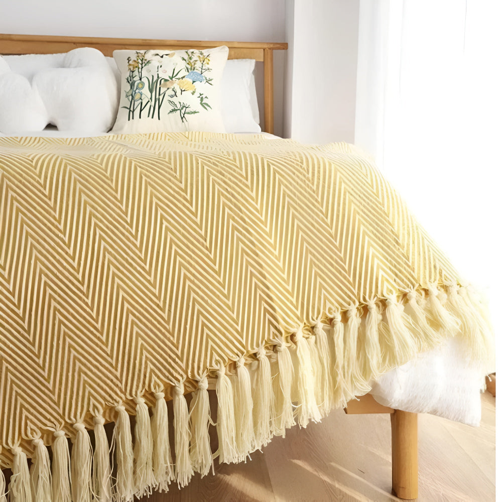Lisslune | Herringbone Tassel Knit Blanket