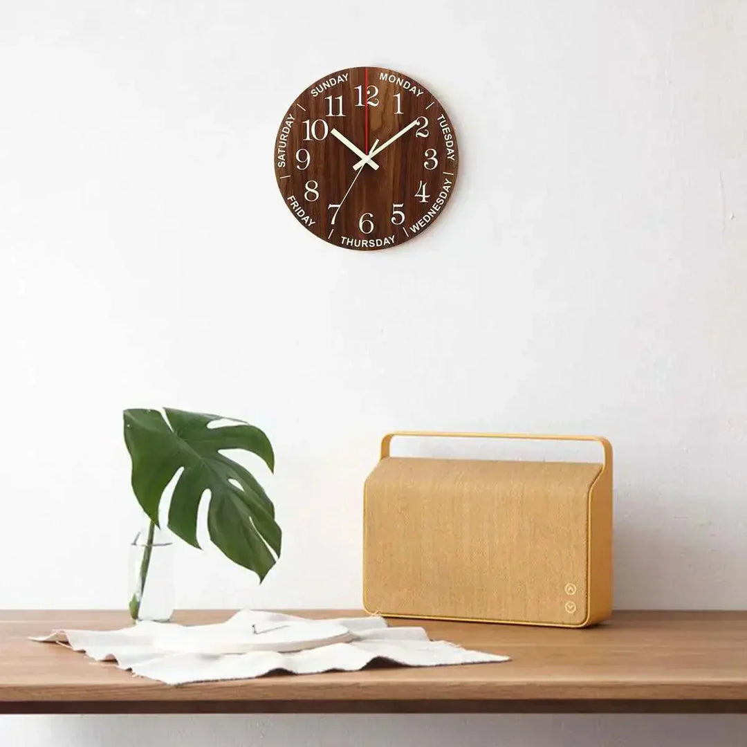 Lisslune | Glowtic Illuminating Wall Clock | Wood Design | Silent | Night Light | Nordic Style | Gift Idea