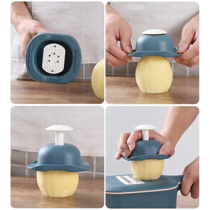 Lisslune | Multifunctional Vegetable Slicer With Catchment Container – Practical Kitchen Helper For Easy Cutting, Grating & Slicing