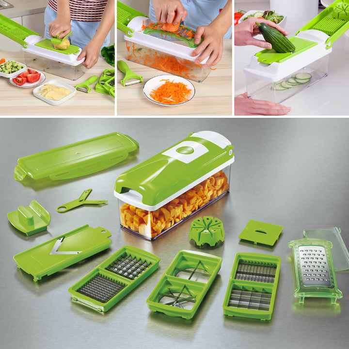 Lisslune | SlicePro 12-in-1 Vegetable Slicer – Multifunctional Cutting and Grating System for the Kitchen