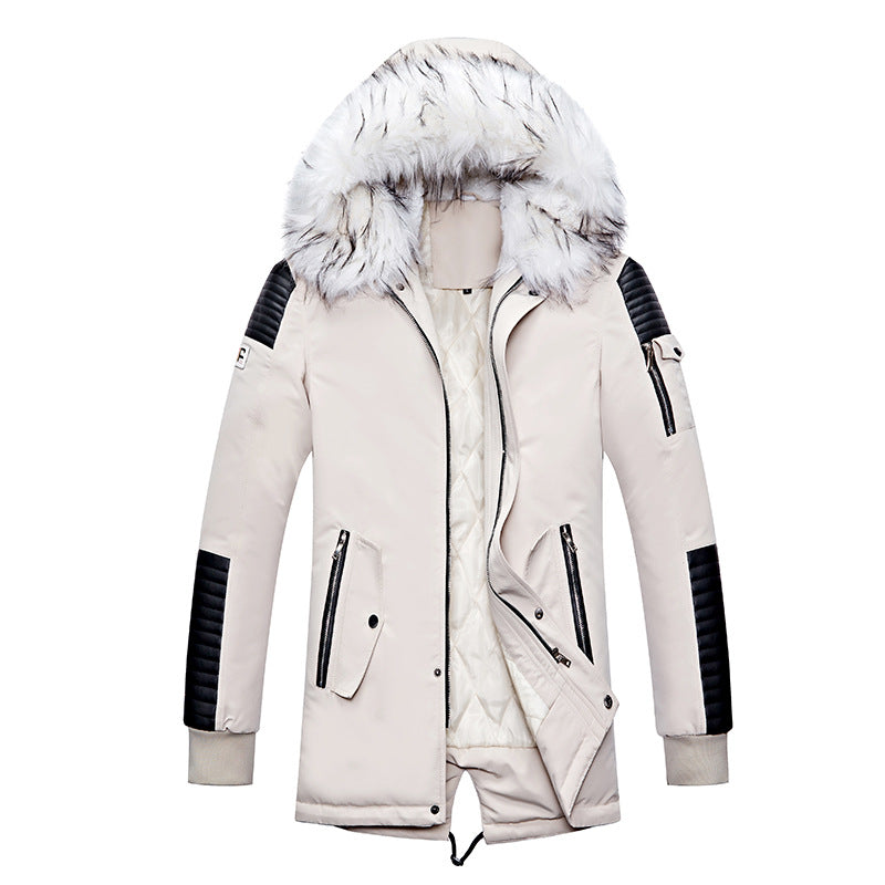 Men's winter jacket with removable synthetic fur collar and versatile pockets Lisslune