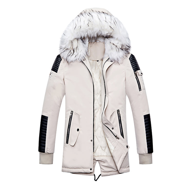 Men's winter jacket with removable synthetic fur collar and versatile pockets Lisslune