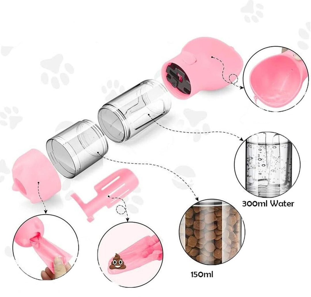 Lisslune | Snackbuddy Pro – 2-in-1 Water & Food Bottle with Poop Bag Holder